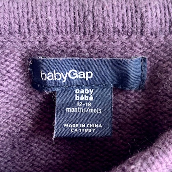 GAP kids purple sweater with beagle and bow detail SIZE 12-18 months - Picture 5 of 6